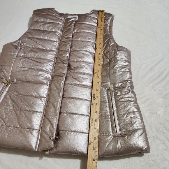 Tommy Bahama Women’s Metallic Zip Snap Puffer Vest Balboa Mist Size S NWT --5 - Picture 5 of 8